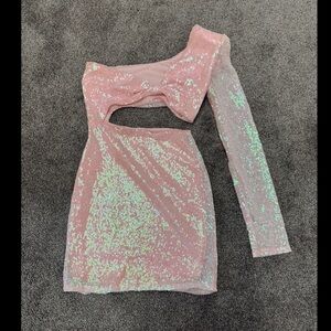 Lucy in the Sky Pink and Green Sequin Mini Dress